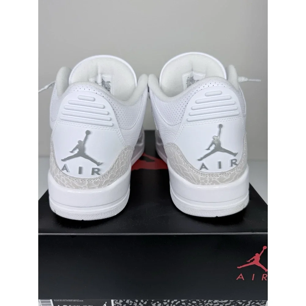 Air Jordan 3 Pure Money White Leather Size 10.5 CT8532-111 Mid Top Sneaker